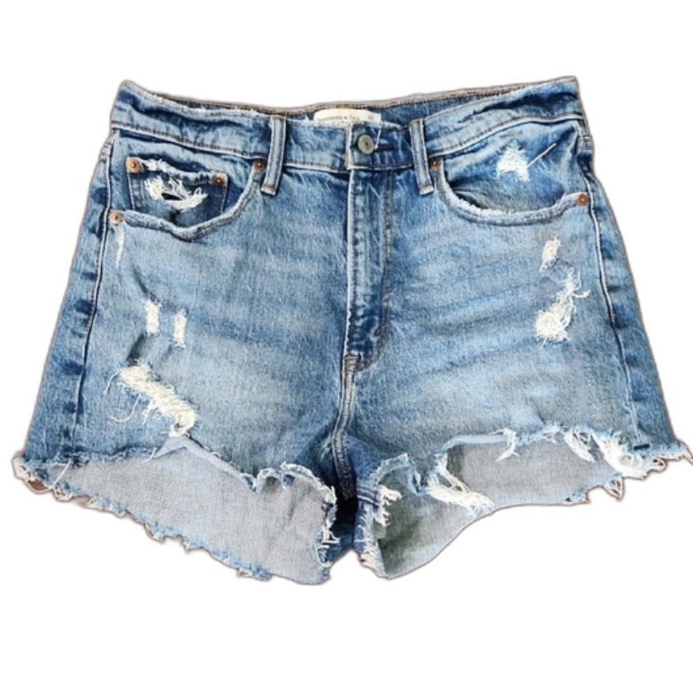 Abercrombie and Fitch size 26 High rise Distressed Blue Denim Mom Shorts